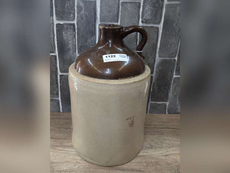 ANTIQUE GLAZED POTTERY CROCK NO. 3 JUG image