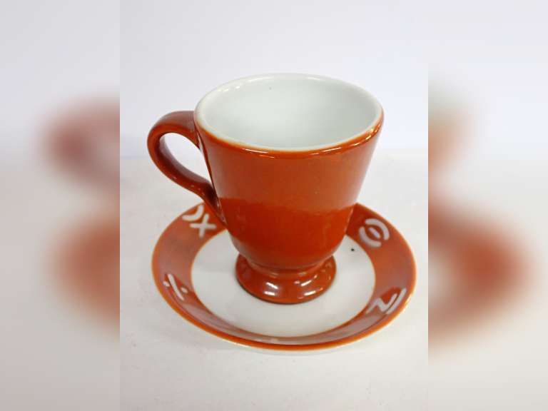 Vintage Pottery Cup & Saucer with Markings image
