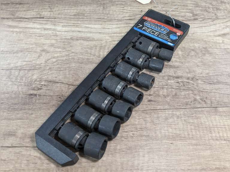 POWER TORQUE 7 PIECE 3/8 IN DRIVE SAE IMPACT UNIVERSAL JOINT SOCKET SET WITH CASE image