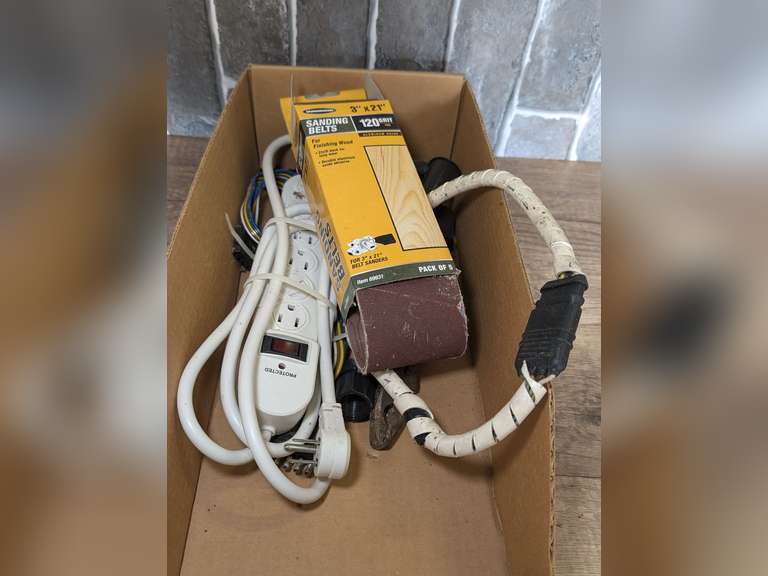 POWER BLOCK, 3-IN X 21 IN 120 GRIT SANDING BELTS, BOAT TRAILER WIRING, HEAVY DUTY PLIERS, AND MORE image