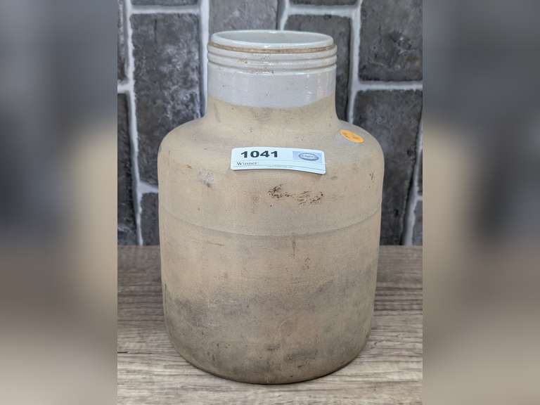 ANTIQUE POTTERY CROCK STORAGE JAR image