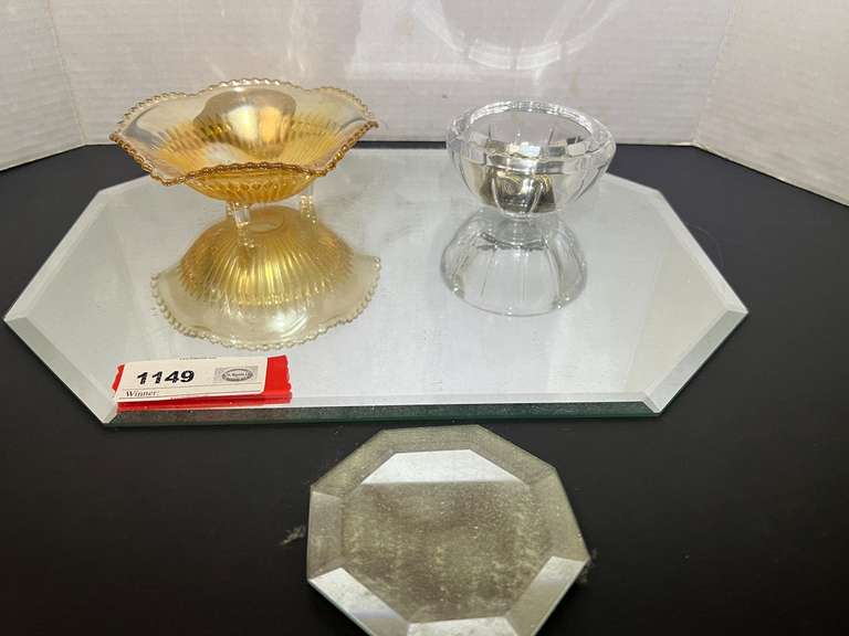 Master… Beveled mirror tray with assorted home decor, see pictures for details. image