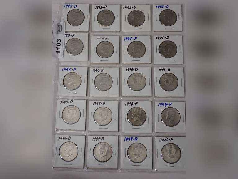 (20) 1992-2000 KENNEDY HALF DOLLAR COINS image