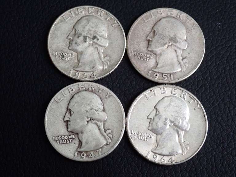 (4) WASHINGTON QUARTERS 90% SILVER image