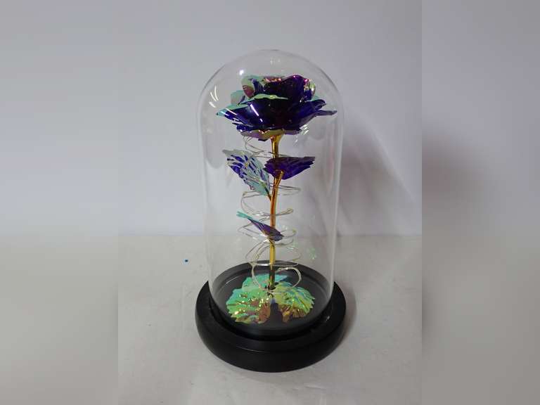 Enchanted Galaxy Rose in Glass Dome with LED Lights - Working Condition Unknown image