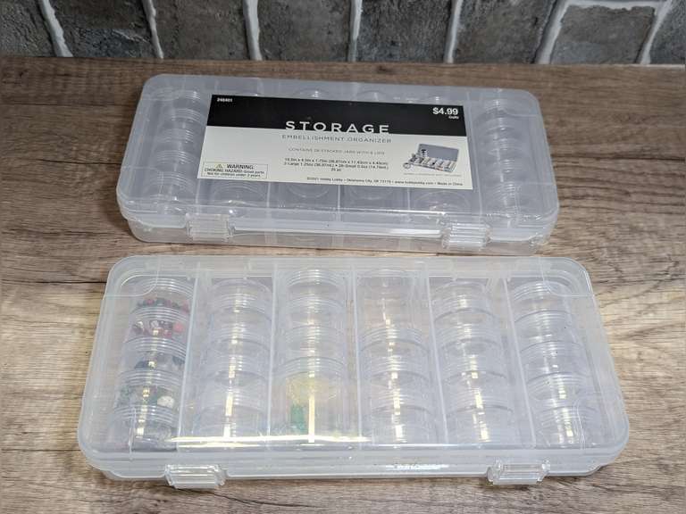 PAIR OF STORAGE EMBELLISHMENT ORGANIZERS WITH CASES, ONE IS STILL FACTORY SEALED image
