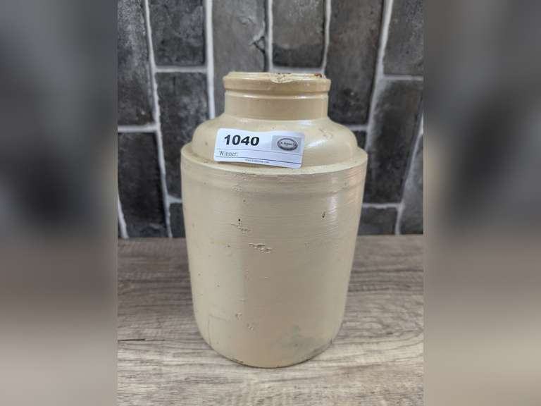 ANTIQUE POTTERY CROCK STORAGE JAR image