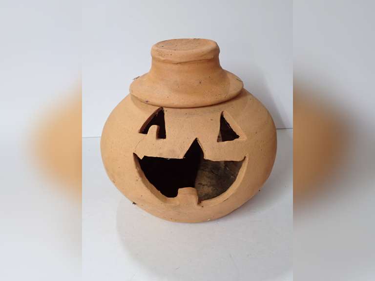 Terracotta Pumpkin Jack-O'-Lantern Planter image