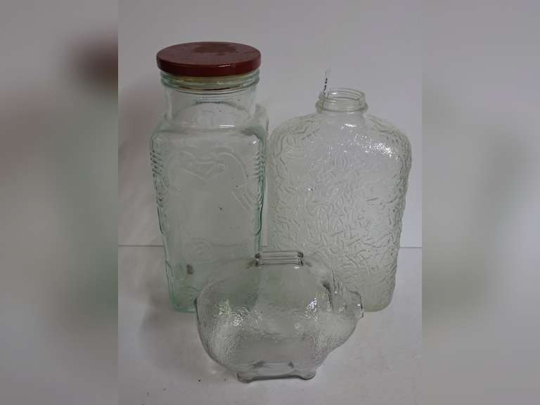 Glass Jar, Bottle, and Piggy Bank image