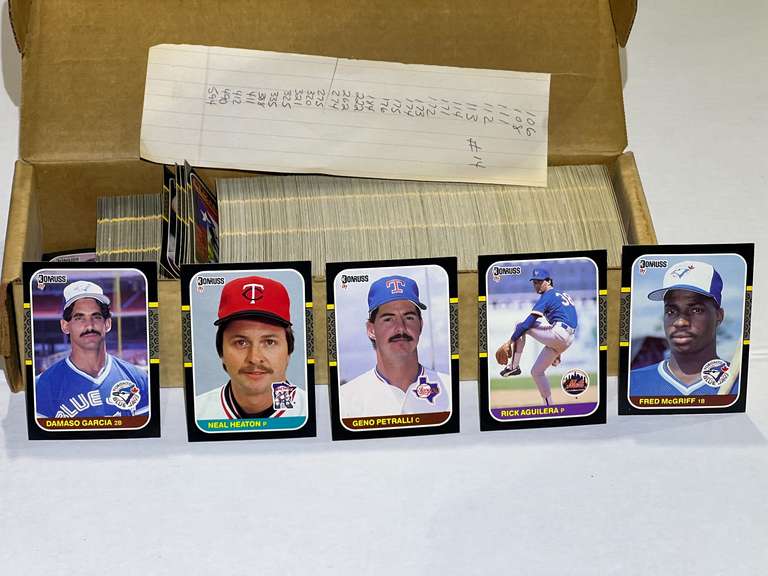 Box of assorted unsearched baseball/sports cards, see pictures for details. image