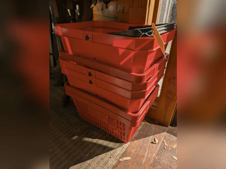 SIX PLASTIC SHOPPING BASKETS image