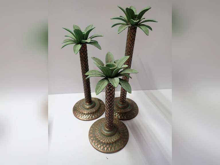 Set of 3 Palm Tree Candle Holders image