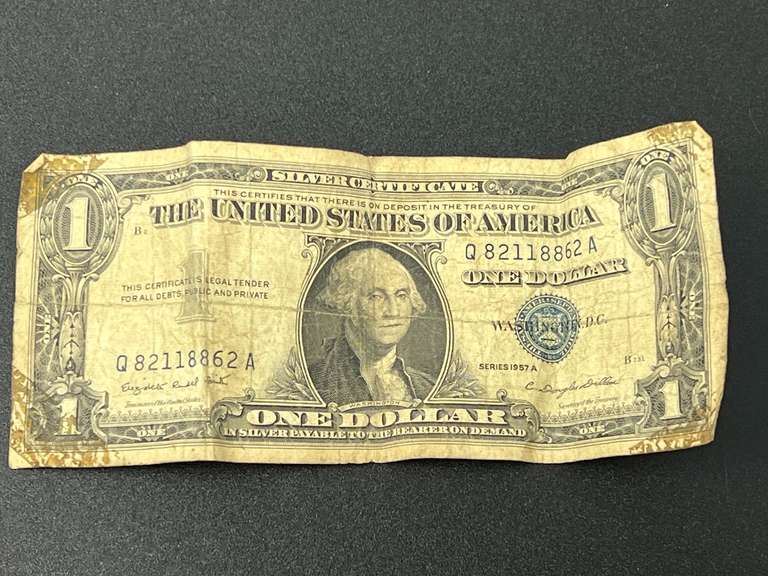 1957A series silver certificate one dollar bill, see pictures for details. image