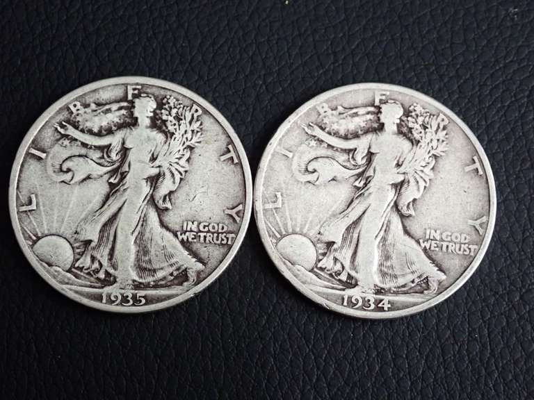 1934 & 1935 WALKER HALF DOLLAR COINS image