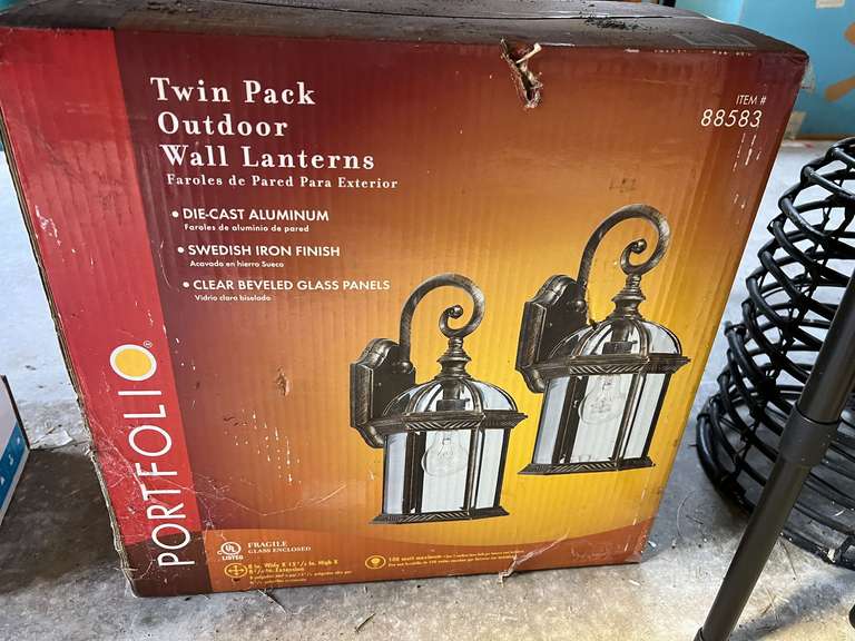 Garage… Twin pack outdoor wall lanterns, comes in original box, see pictures for details. image