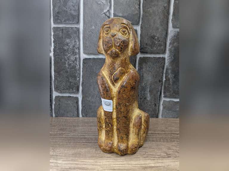 VINTAGE DECORATIVE STONEWARE DOG FIGURINE image