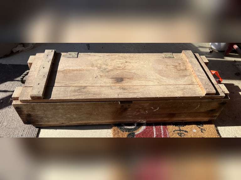 BP inside… Wooden storage box, believed to be an ammo box, see pictures for details. image