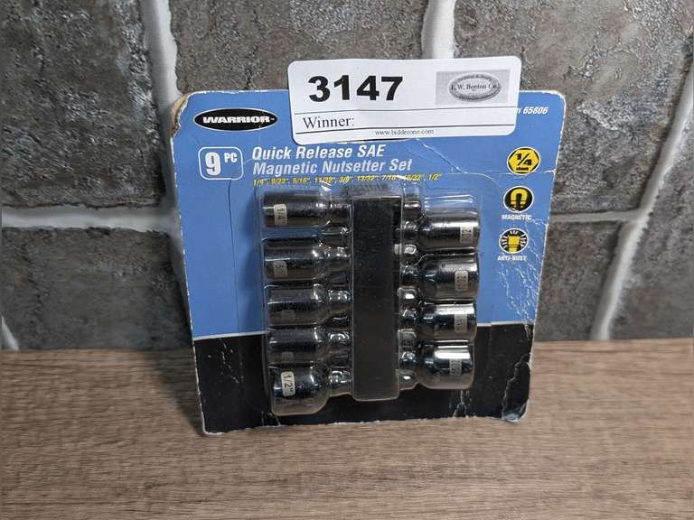 WARRIOR 9 PIECE QUICK RELEASE SAE MAGNETIC NUTSETTER SET image