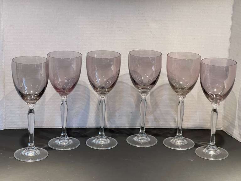 DR… Smoky Art Nouveau stemware, set of six, see pictures for details. image