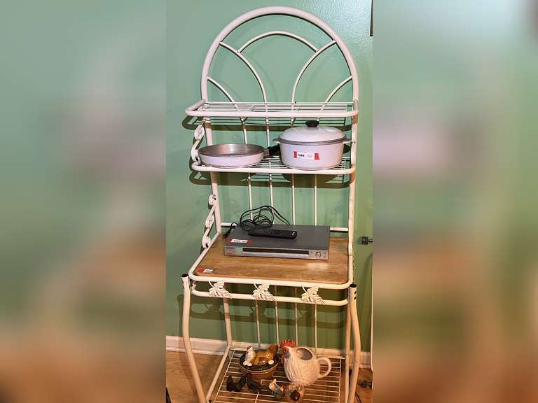 KIT… Decorative bakers rack, items seen in pictures are sold in separate lots, see pictures for details. image