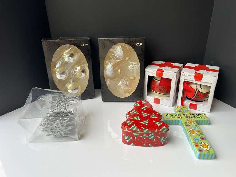 Garage… Assorted Christmas ornaments, and more. See pictures for details. image