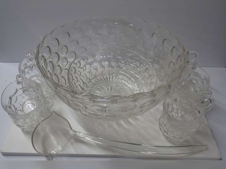 Federal Glass Punch Bowl Set with Stand, Cups and Ladle image