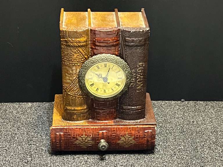 Desk decor, “book” clock, has one drawer. See pictures for details. image