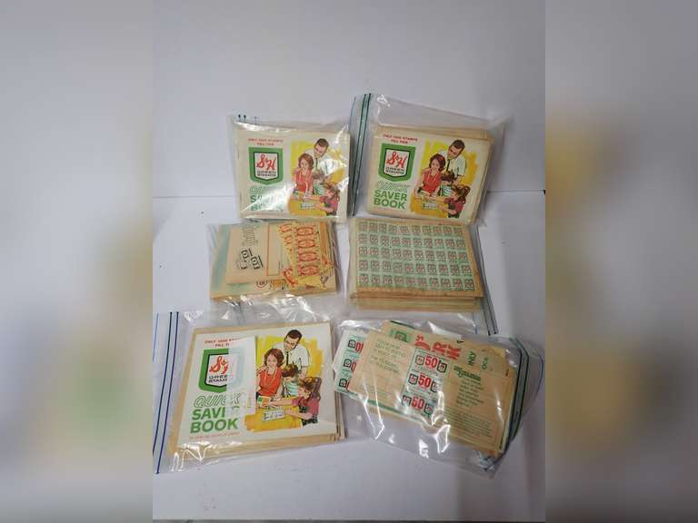 Collection of S&H Green Stamp Saver Books and Individual Stamps image