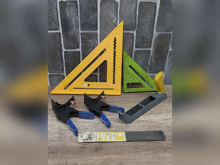 SQUARE TOOLS, CHEESE GRATER TOOL WITH EXTRA BLADE, AND KOBALT SPECIALTY CLAMPS image