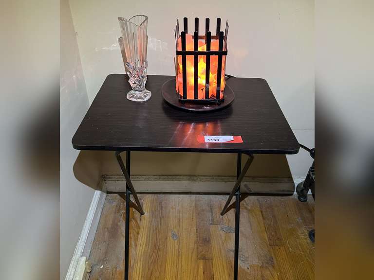 Master… TV tray with content of art deco style bud vase, and Himalayan salt lamp, see pictures for details. image