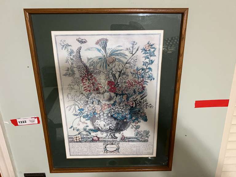 BR1…Framed and matted botanical print, “December," and is part of a famous series called The Twelve Months of Flowers. image