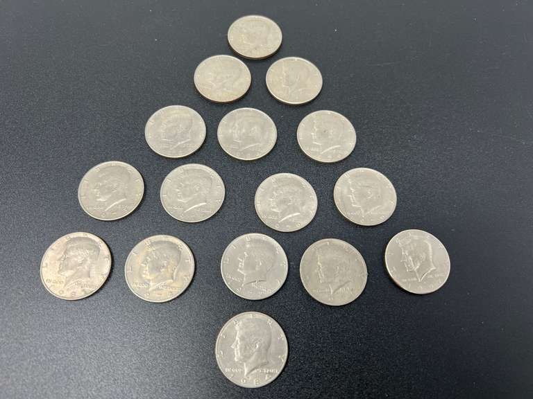Collectible Kennedy half dollars, 16 pieces, see pictures for details. image