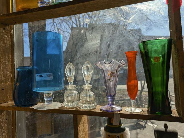 VINTAGE GLASS IN SHELF AREA MARKED 1007 image