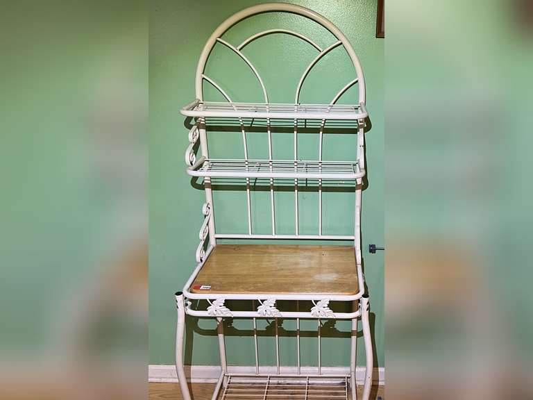 KIT… Decorative bakers rack, items seen in pictures are sold in separate lots, see pictures for details. image