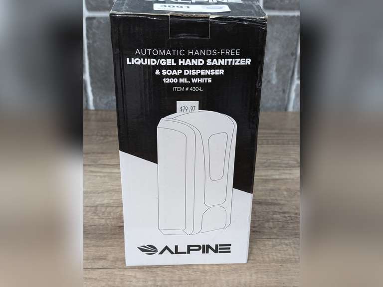 ALPINE COMMERCIAL GRADE AUTOMATIC HANDS-FREE LIQUID/GEL HAND SANITIZER AND SOAP DISPENSER IN ORIGINAL BOX image