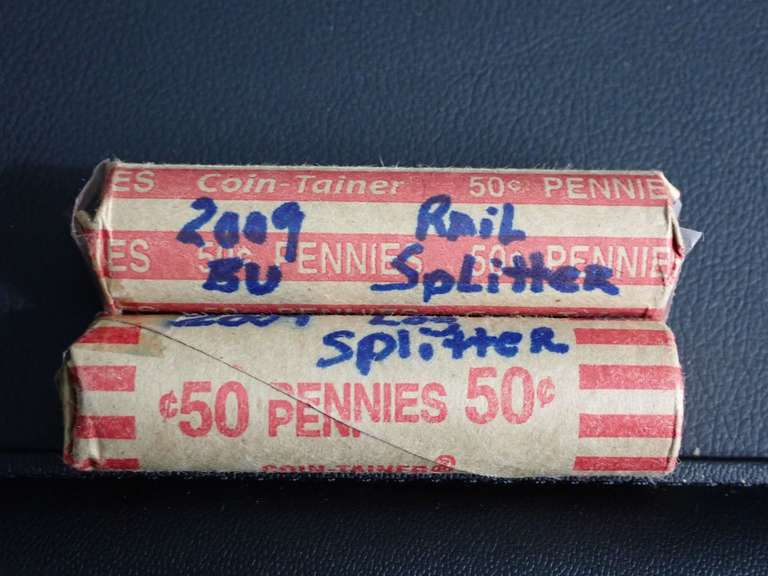 (2) ROLLS 2009 RAIL SPLITTER PENNIES image
