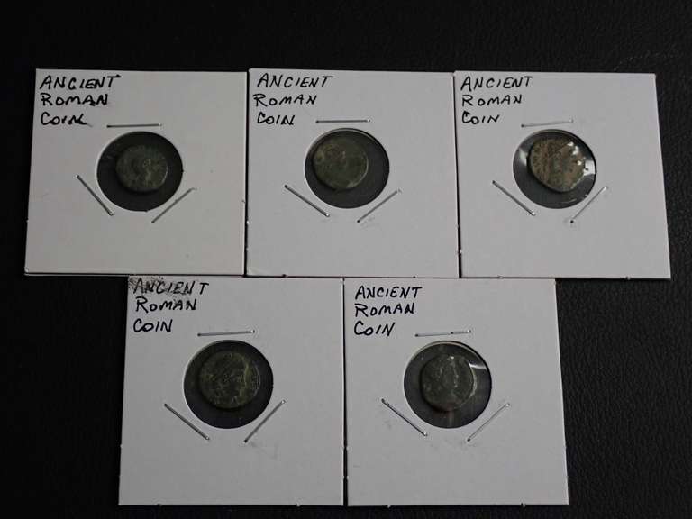 (5) VERY OLD (NOTED AS ANCIENT) ROMAN COINS image