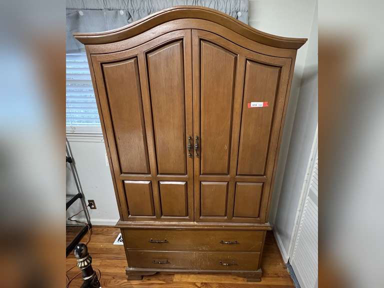 BR2…Wooden dressing armoire, there is some wear/scratching, see pictures for details. image