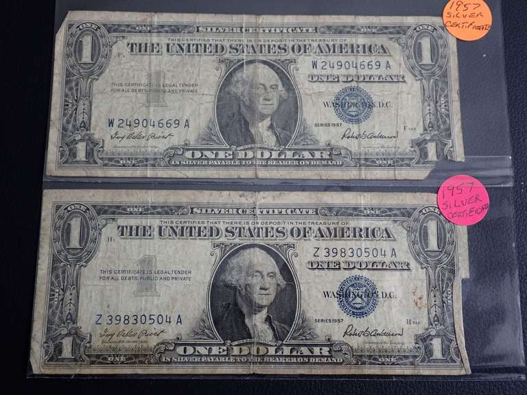 (2) SERIES 1957 $1 SILVER CERTIFICATES image