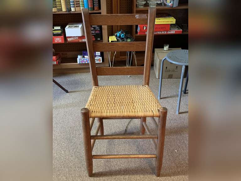 VINTAGE LADDER BACK CHAIR WITH WOVEN CANE SEAT image