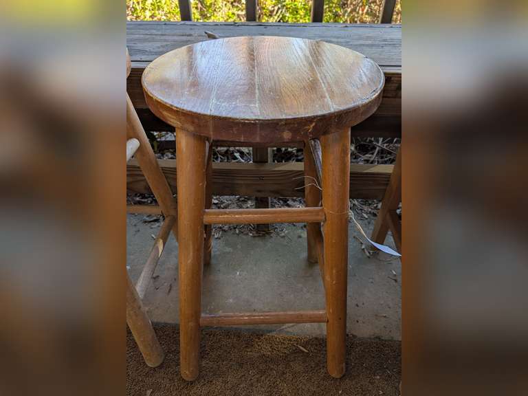 VINTAGE SOLID WOOD STOOL image