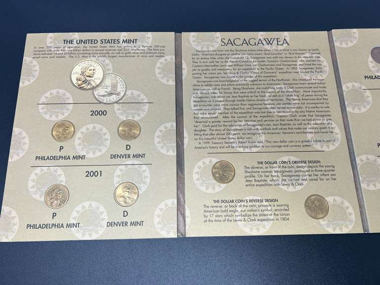 Partial Millennium Edition Sacajawea dollar holder containing six Sacajawea dollars, see pictures for details. image