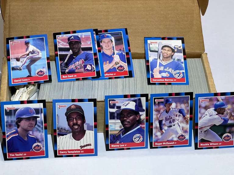 Box of assorted unsearched baseball/sports cards, see pictures for details. image