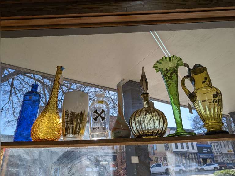 VINTAGE GLASS IN UPPER SHELF AREA MARKED 1003 image