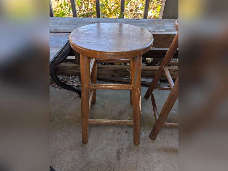 VINTAGE SOLID WOOD STOOL image