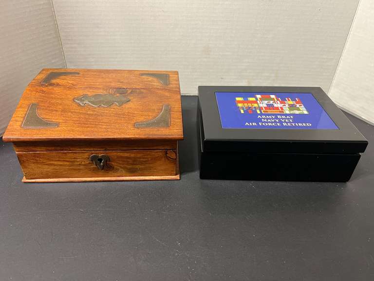 BR2…Custom wooden trinket box, also includes a military themed dresser box, see pictures for details. image