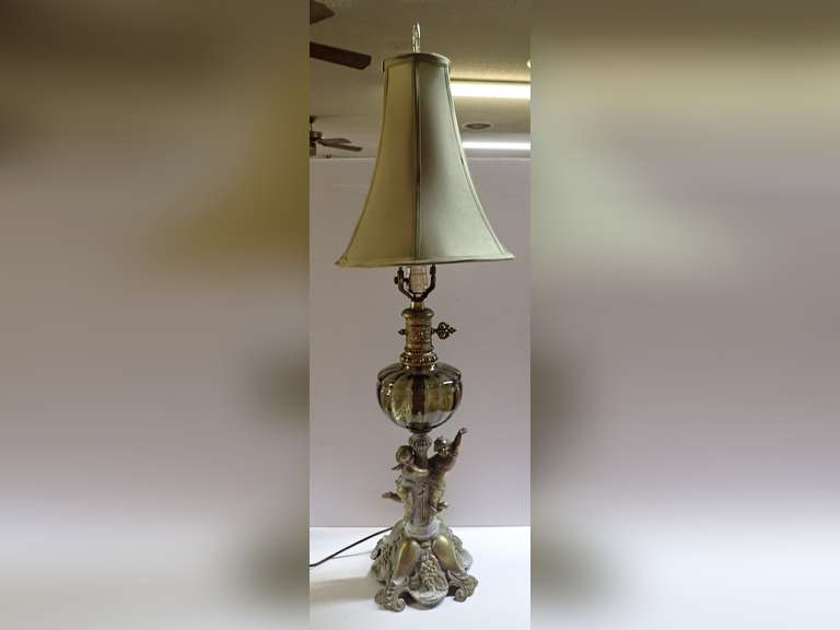 Ornate Lamp with Cherub Base and Glass Shade - Outdated wiring image