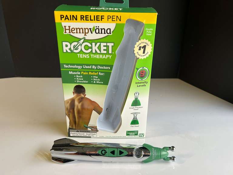 Garage…Hempvana Rocket Tens Therapy, comes with the original box, working condition unknown, see pictures for details. image