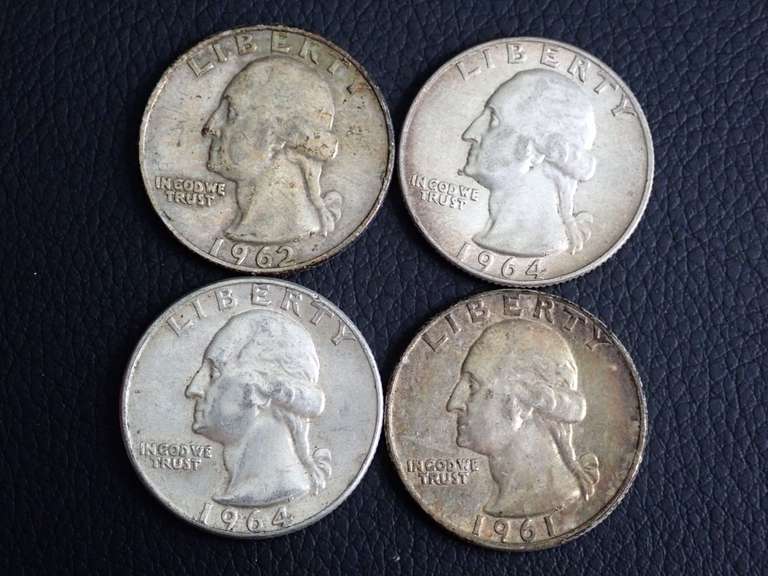 (4) WASHINGTON QUARTERS 90% SILVER image