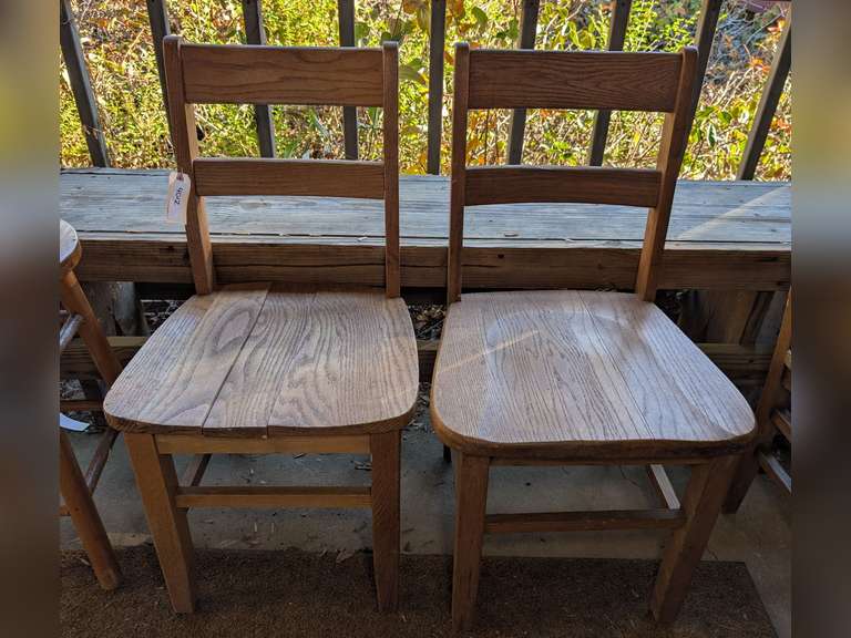 PAIR OF MATCHING VINTAGE SOLID WOOD SIDE CHAIRS image
